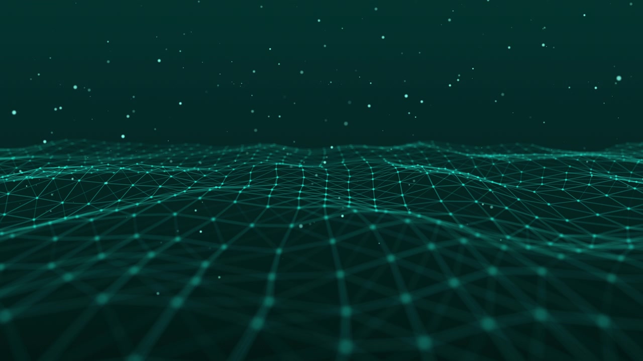 Abstract Digital Data Wave With Floating Particles