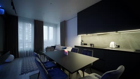 interior moderno y elegante de una cocina-salón. diseño de interiores para el hogar