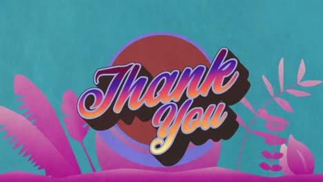 Animation-of-thank-you-text-over-purple-plants