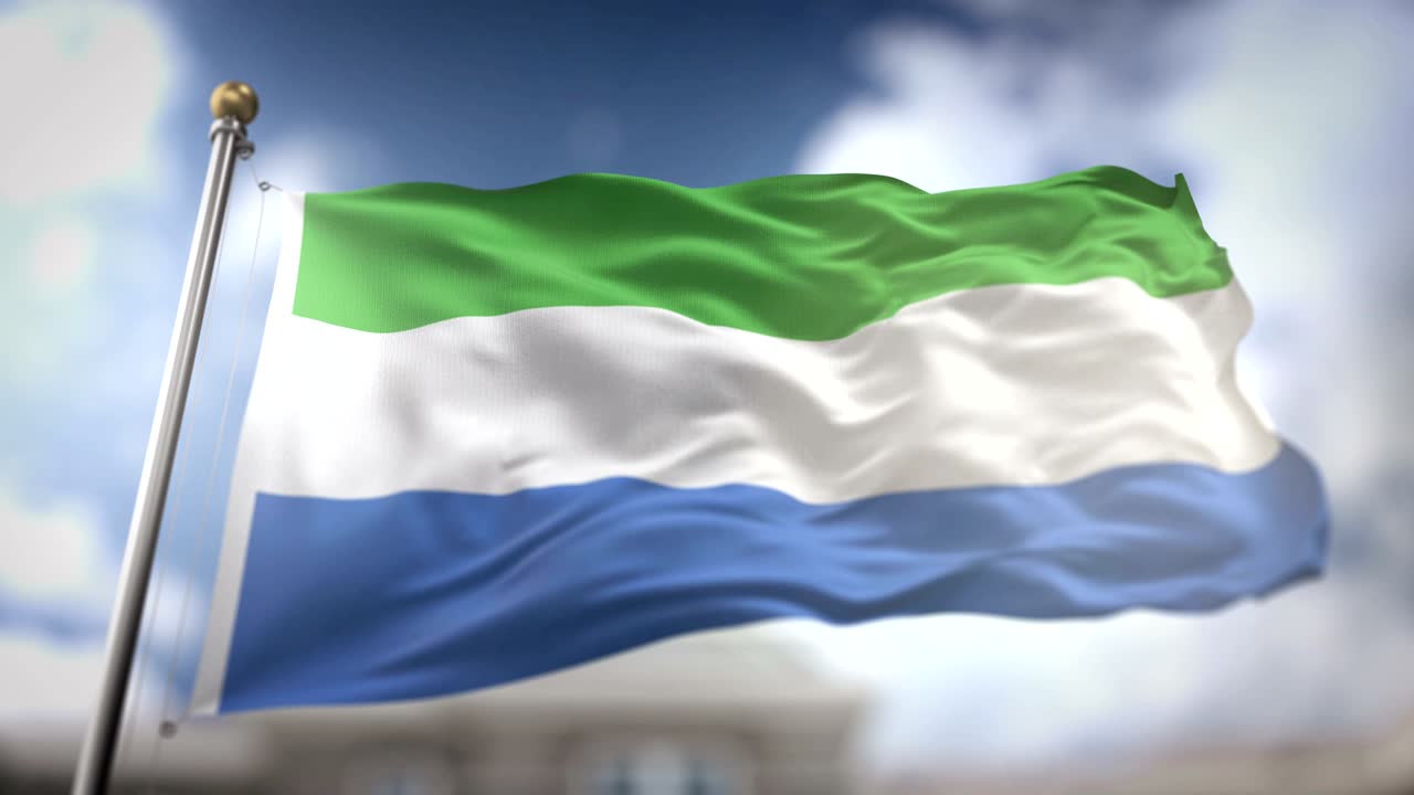 시에라리온 발을 흔들고 있는 느린 동작 3d 렌더링 파란 하늘 배경 - 원활한 루프 4k