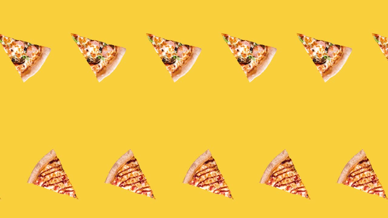 노란색 배경에 페페로니 어리 전체 피자, 복사 공간과 함께 광고를위한 패스트 푸드 개념