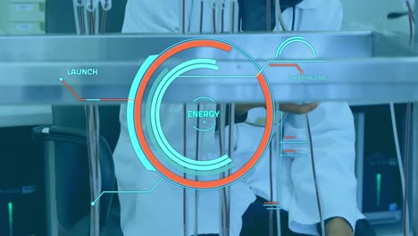 animación del alcance de escaneo digital sobre el científico en el laboratorio
