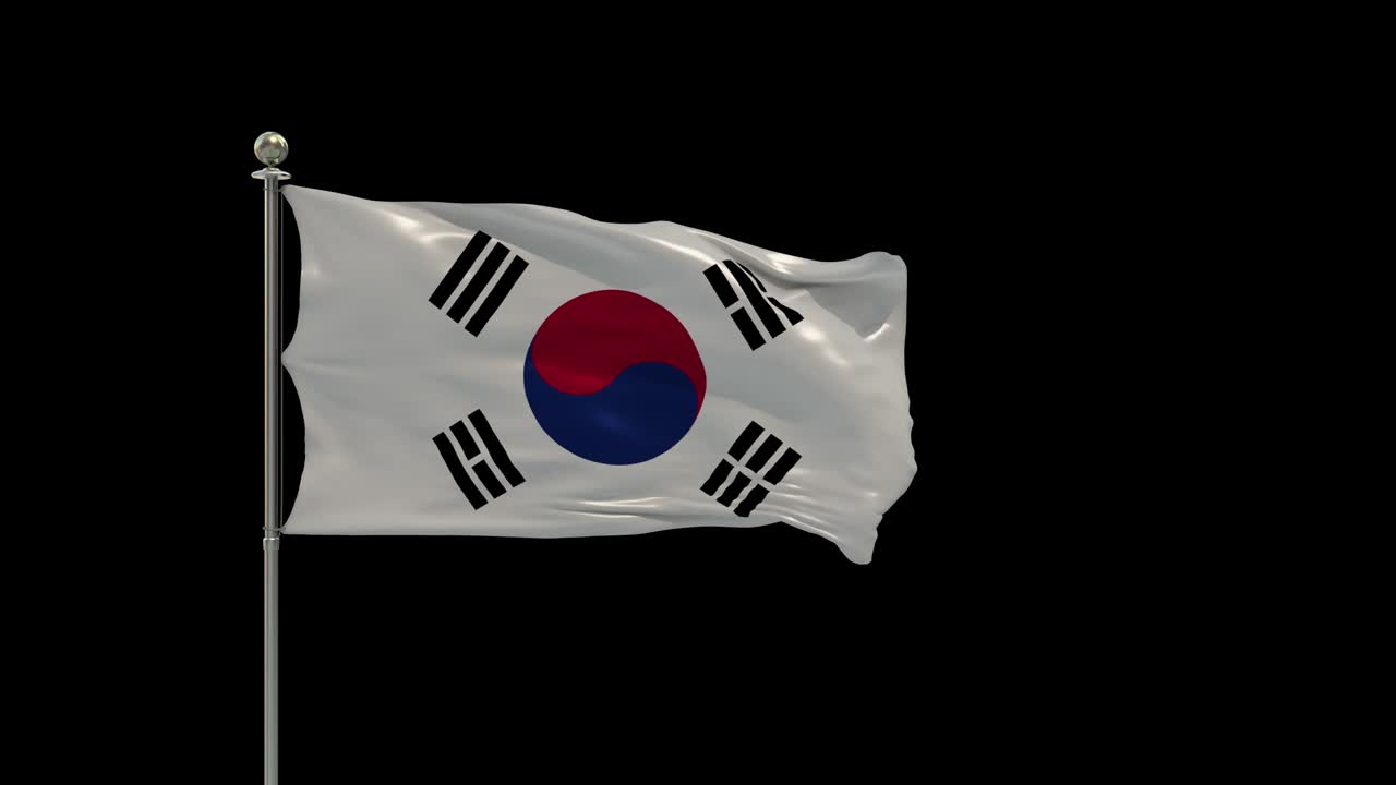 corea del sur varias banderas ondeando la bandera nacional en el poste, la bandera de la mesa
