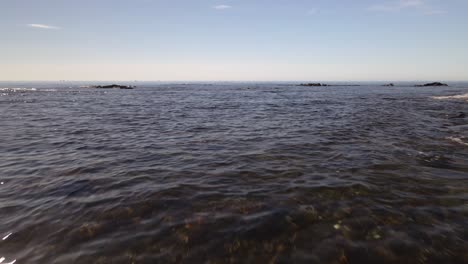long view of waves at the sea moving forward