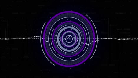 data processing and purple data loading icon on black background