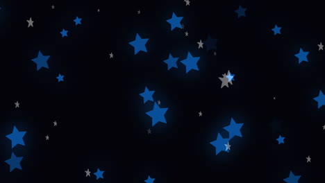 video generado digitalmente de estrellas de color azul y gris moviéndose contra un fondo negro