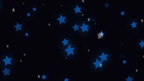 digitally generated video of blue and grey colored stars moving against black background