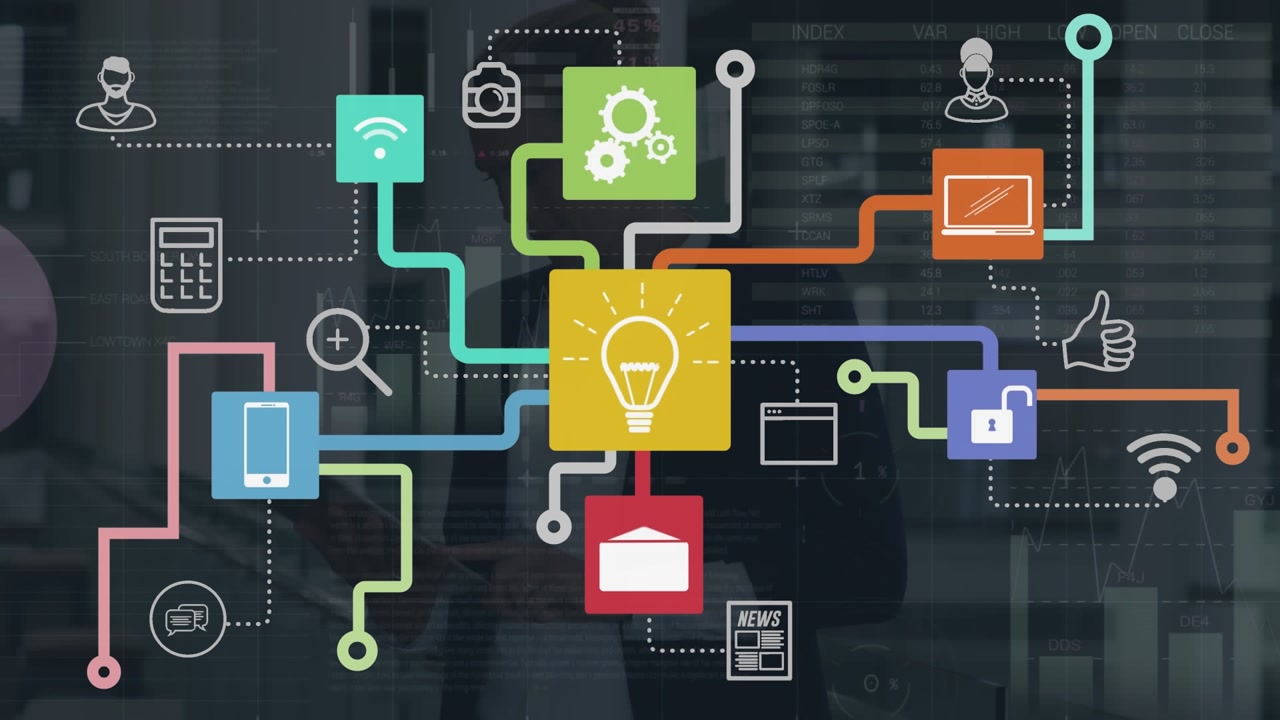 Animation of network of connections with social media icons