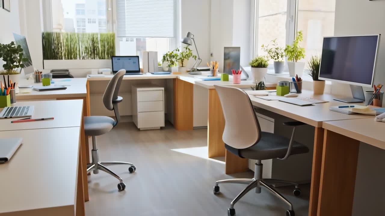 Modern and Bright Empty Office Workspace