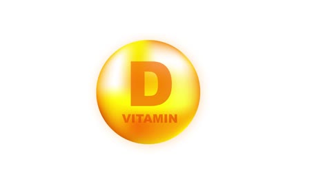 vitamin d with realistic drop on gray background. particles of vitamins in the middle. motion graphics.