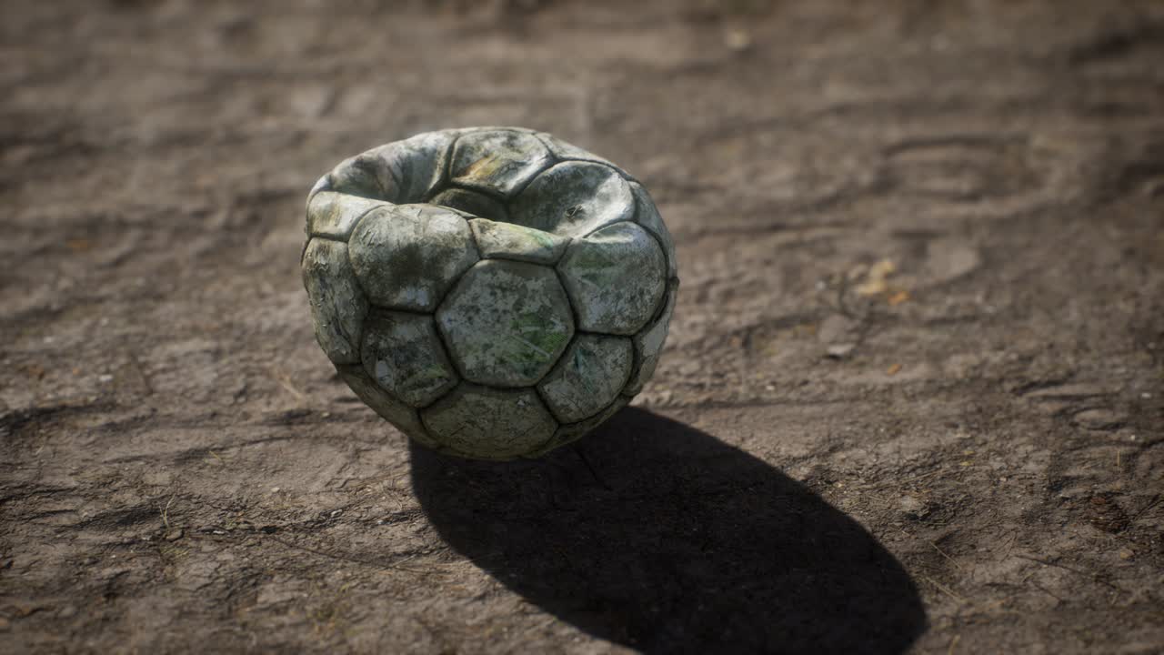 vieja pelota de fútbol el suelo de cemento