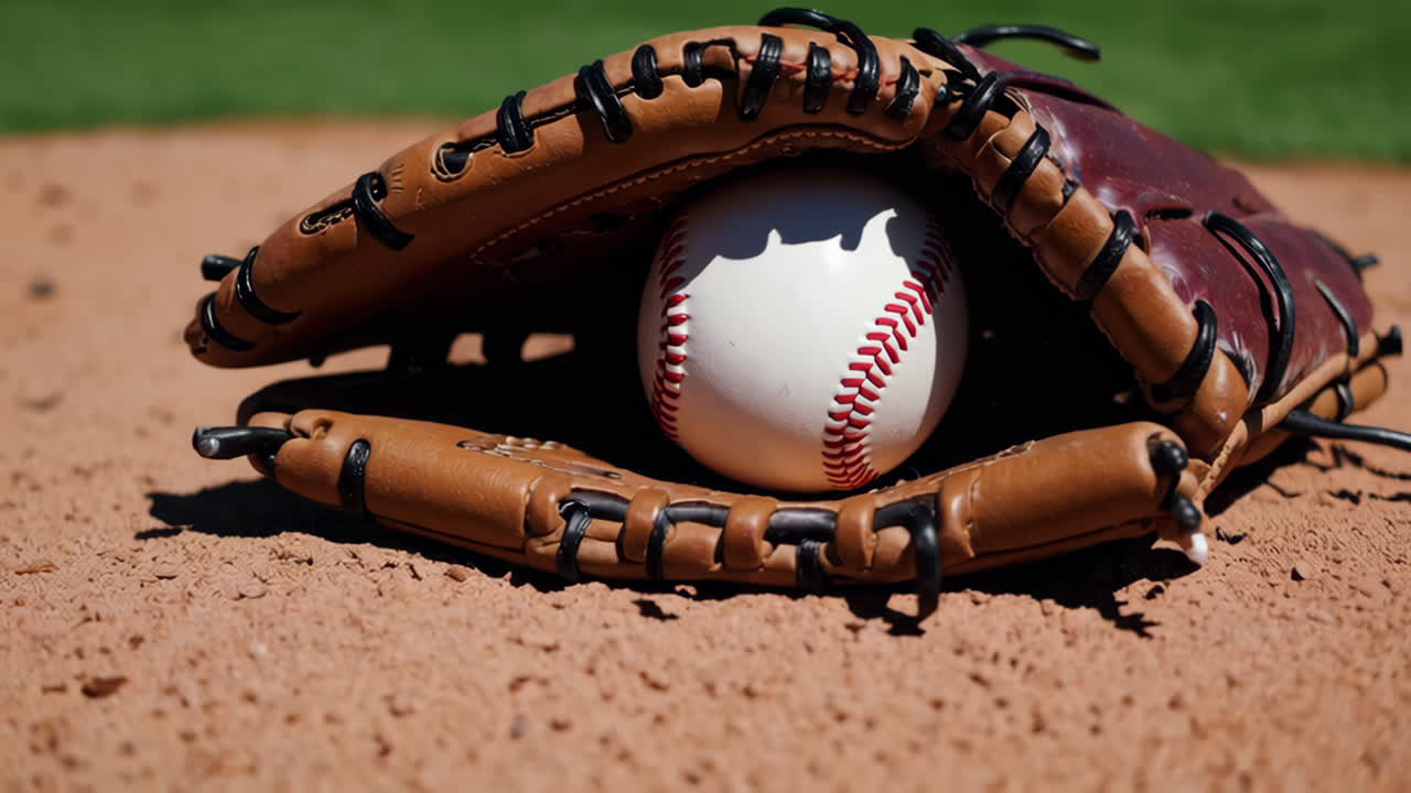 Baseball Glove and Ball on the Field