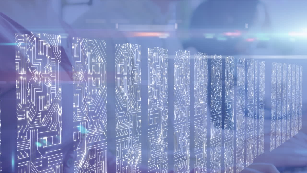 Microprocessor connections vs. female executive on call in a business-tech scenario.