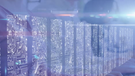 microprocessor connections vs. female executive on call in a business-tech scenario.