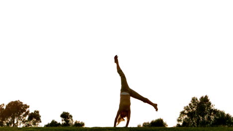 Woman-doing-a-cartwheel