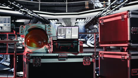 laptop in spacecraft displaying detailed mission analytics panel