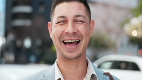 Laughing,-business-and-portrait-of-man-in-city