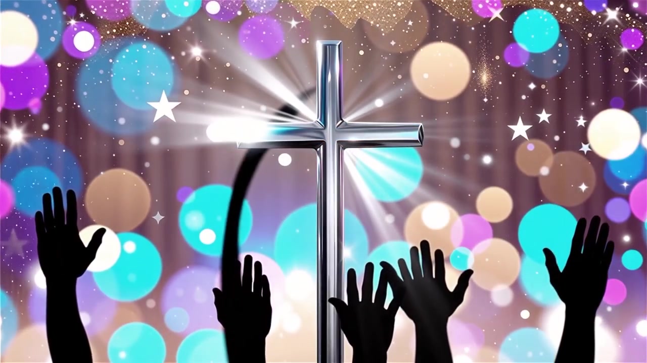 Croce Cristiana Luce Celestiale Sfondo per il Culto.