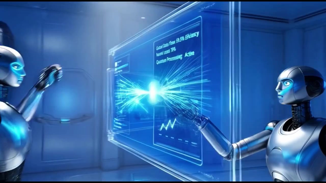 Humanoid Robots Interacting with Holographic Data Interface in Server Room