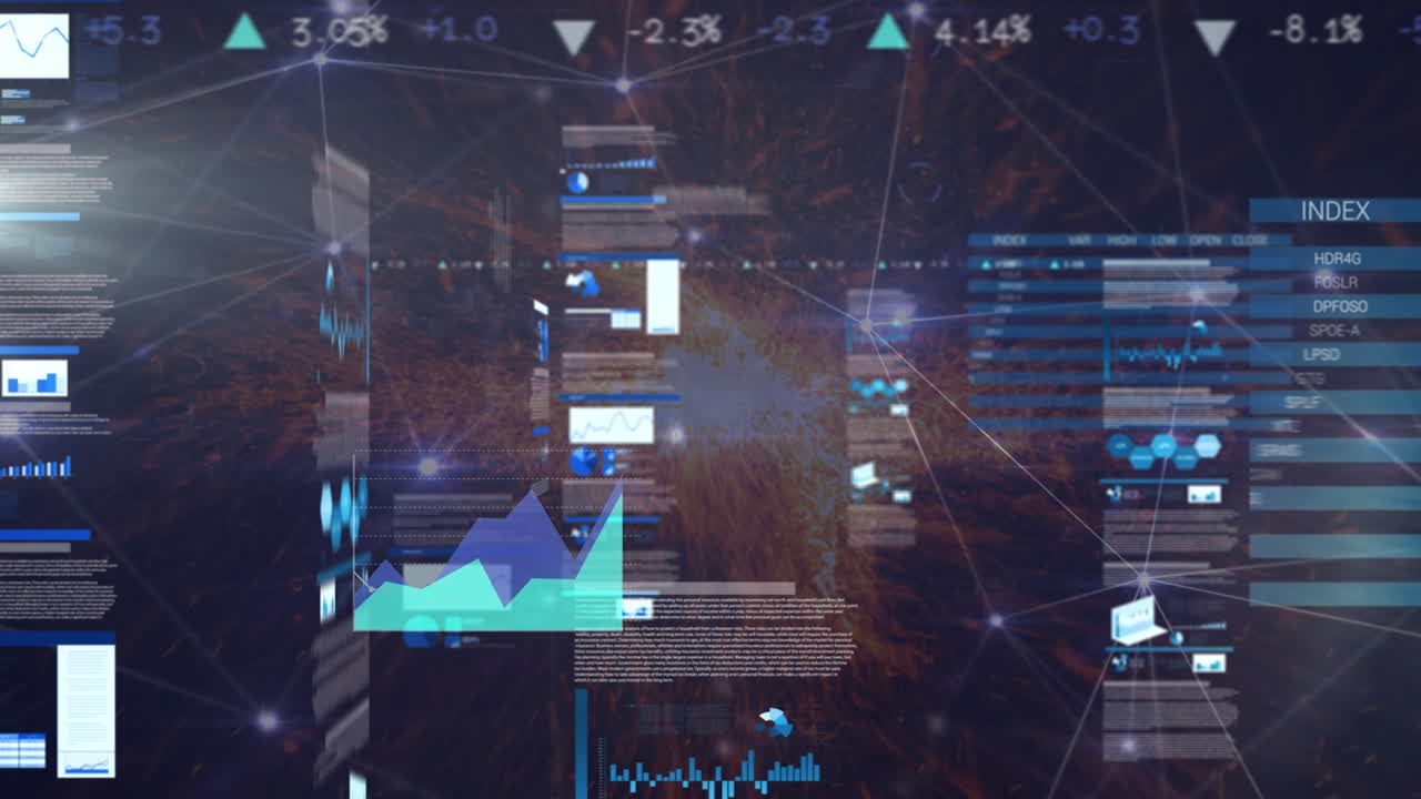 animación del procesamiento de datos diversos en el fondo de la marina