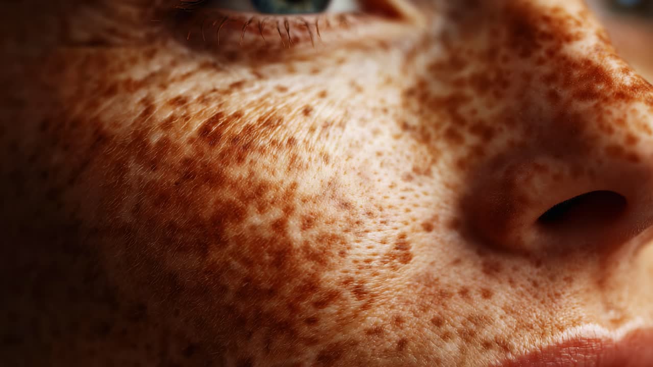Close-up View of Freckled Skin with Intricate Textures Highlighting Natural Beauty and Unique Features in a Stunning Display of Facial Details