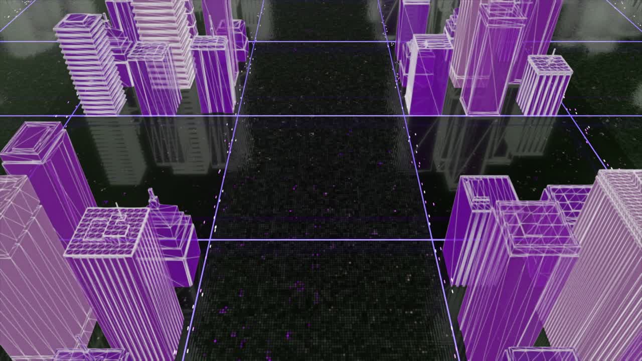 추상적인 와이어 프레임 도시 풍경