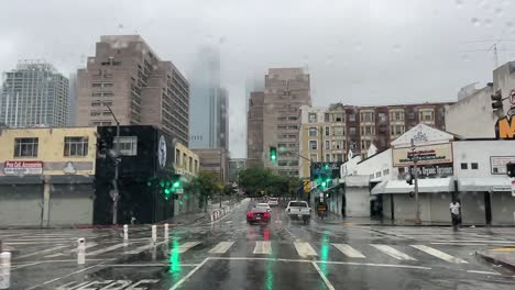 rainy day scenes in downtown los angeles