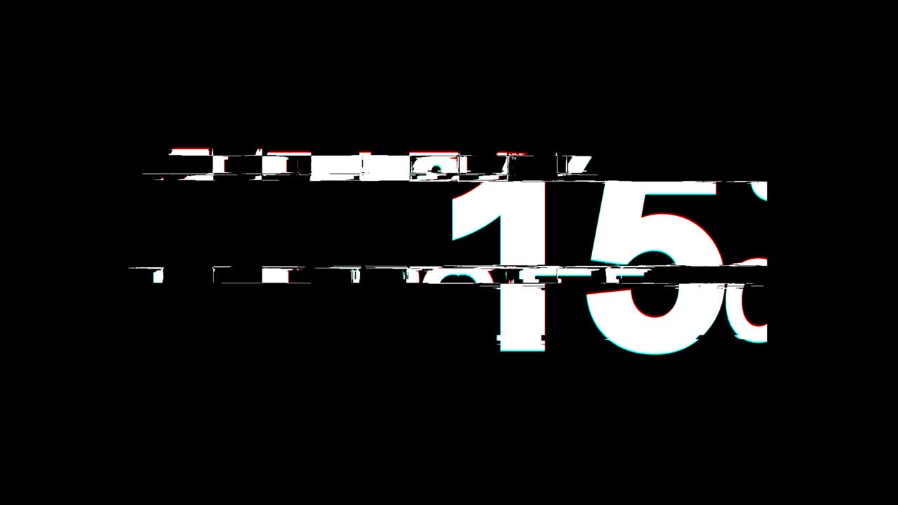 15% Percent off Glitch Effect Text Digital TV Distortion 4K Loop Animation