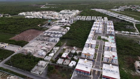 Aerial-Over-New-Building-Development-Of-Apartments-In-Punta-Cana-In-The-Dominican-Republic