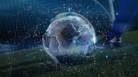 animation of networks of connections over football player