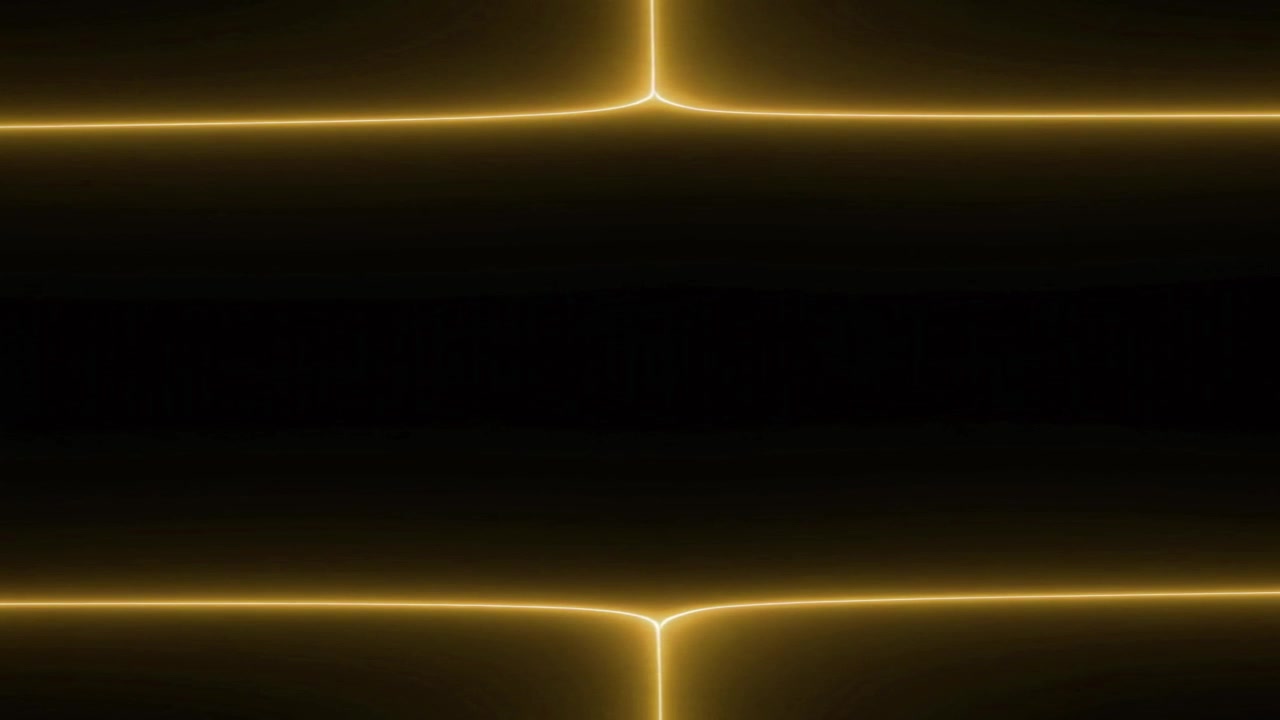Abstract Golden Light Lines Moving on Black Background