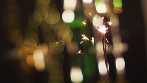 sparkler on black background at new year's eve