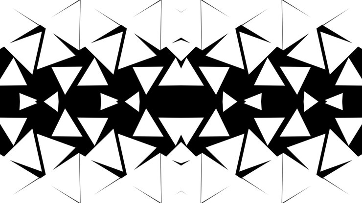 Animazione geometrica astratta con triangoli bianchi in espansione e contrazione