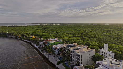 akumal mexico aerial v3 drone fly along the coastline capturing seafront homes and resort hotels surrounded by lush mayan jungles with expansive ocean views - shot with mavic 3 pro cine - july 2023