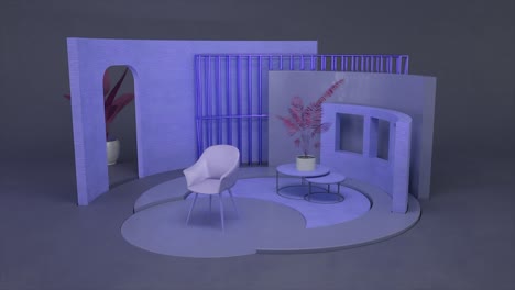 purple minimalist interior design scene