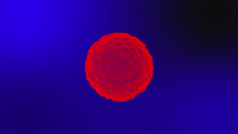 seamless loop abstract red glowing sphere particles wavy shape. motion blue background.