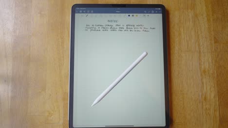 tomando notas en un ipad con un lápiz de manzana