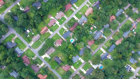 Suburb-Rooftops-from-rotating-Aerial-Drone-View