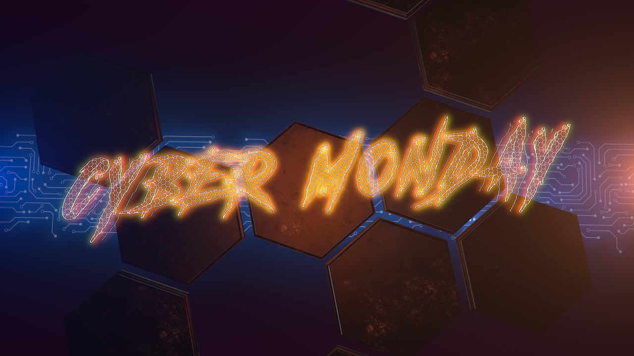 Cyber Monday con pattern di esagoni cyberpunk