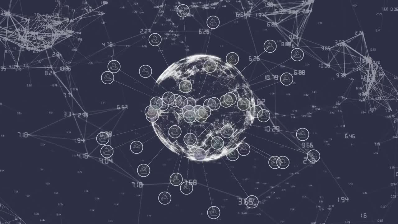 다중 인터페이스 아이콘의 연결 네트워크의 애니메이션