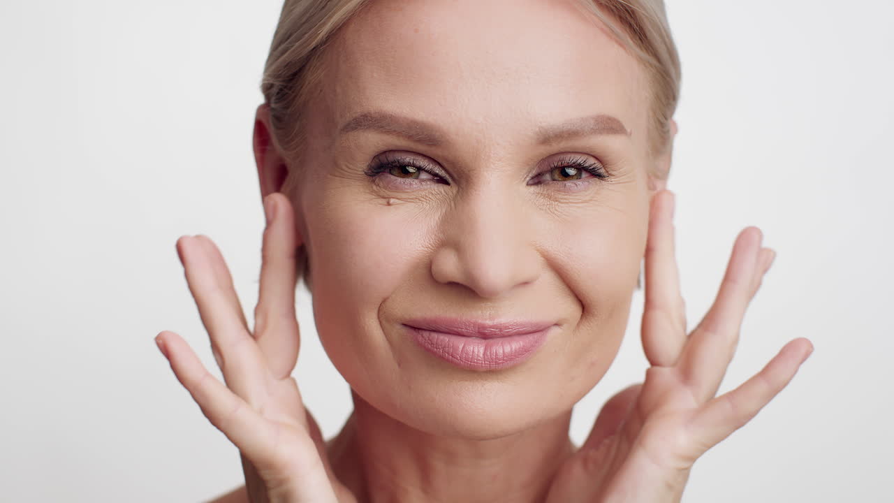 Mature Woman Portrait with Skincare Focus