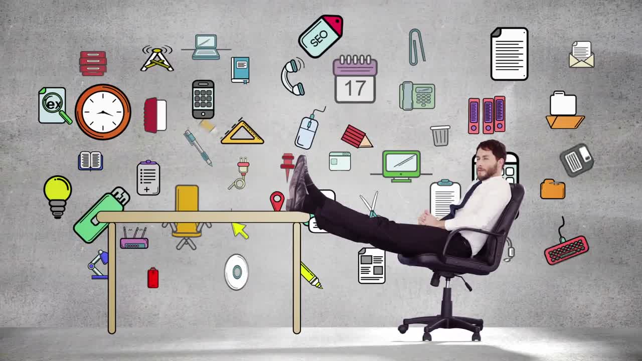 Smiling businessman relaxing himself