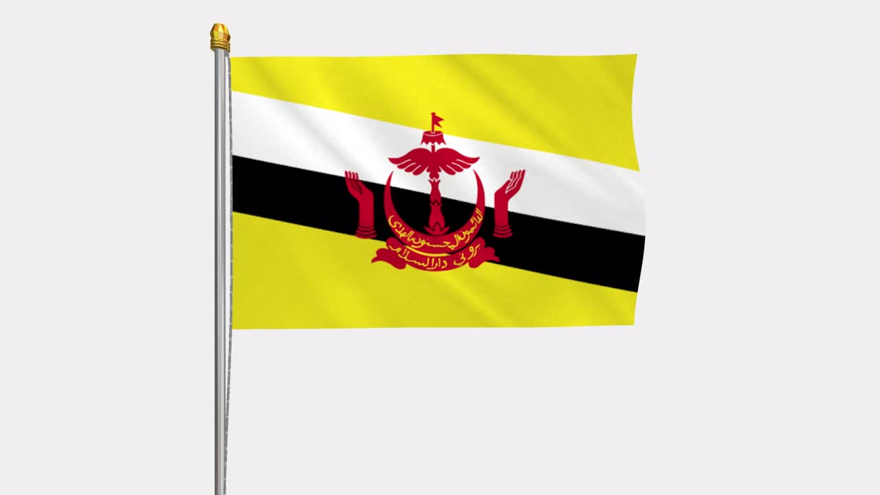 video de bucle de la bandera de brunei revoloteando en el viento, video en cámara lenta de 4k, con canal alfa