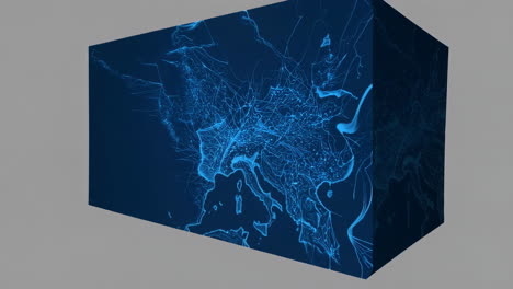 abstract 3d render of a splitting globe revealing a digital network