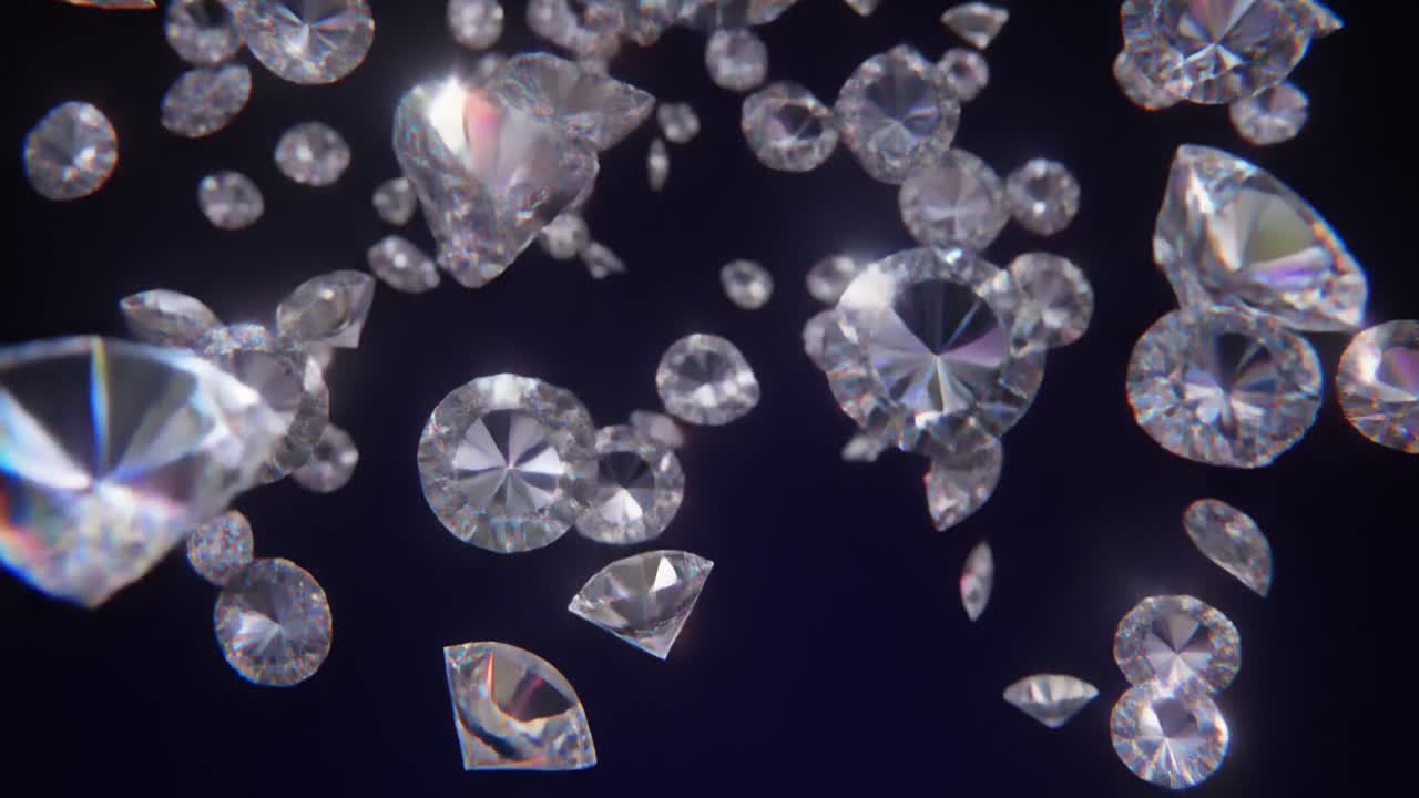 Diamantes Brilhantes Caindo Contra um Fundo Escuro.