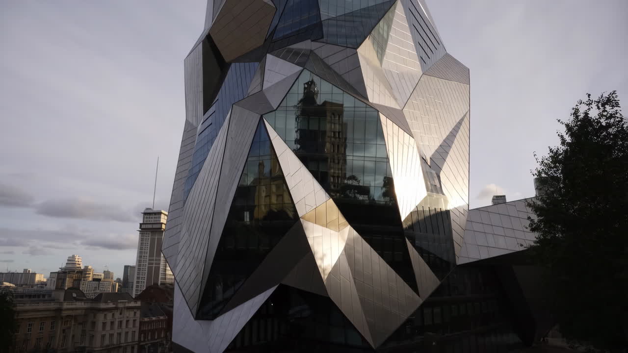 Modern Geometric Skyscraper with Glass Facade