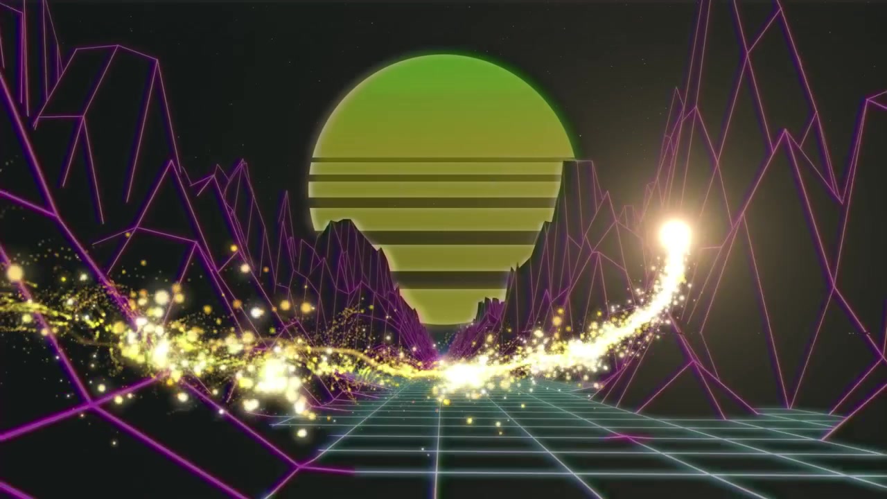 Animation of light spots over digital mountains