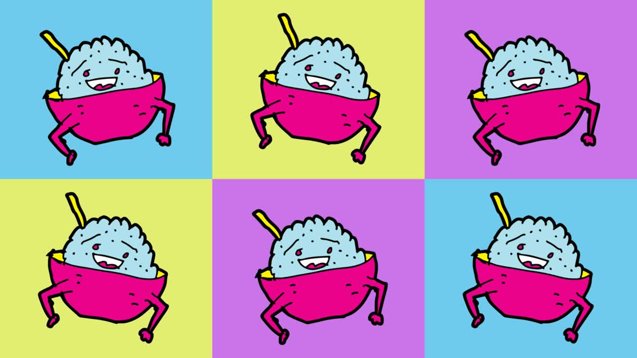 niños dibujando arte pop fondo sin costuras con tema de arroz