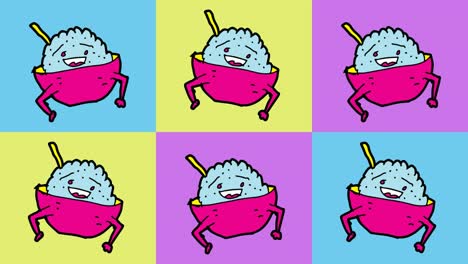 kinderen tekenen pop art naadloze achtergrond met het thema van rijst