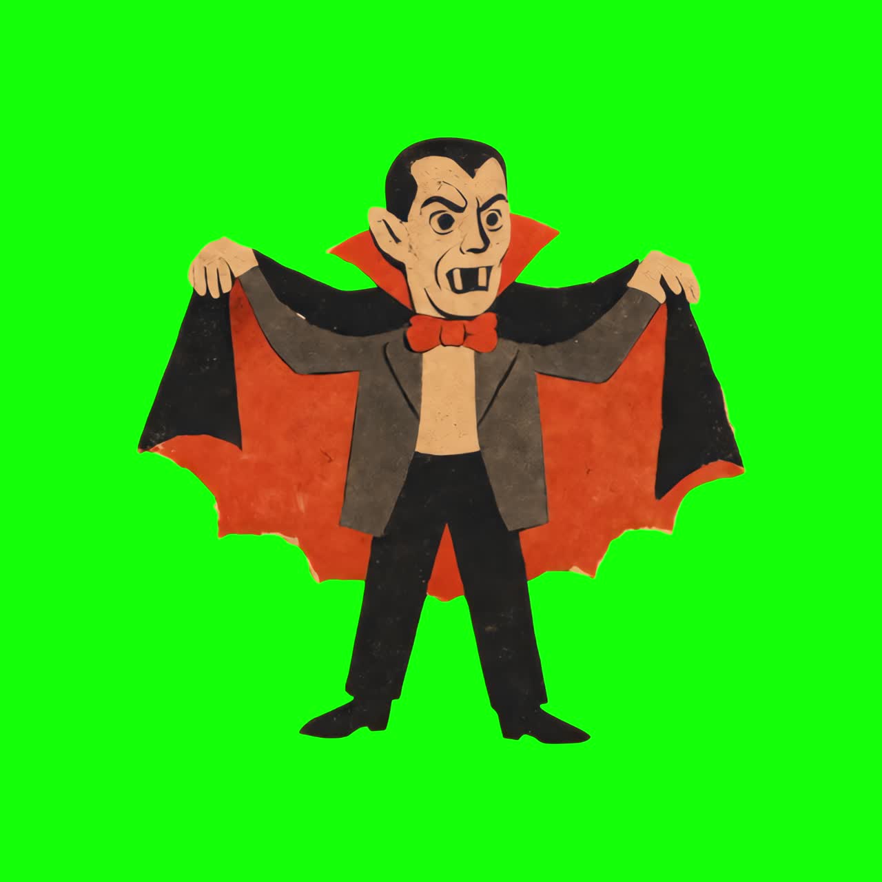 Animación de vampiro de dibujos animados, vídeo transparente en 4K, pantalla verde